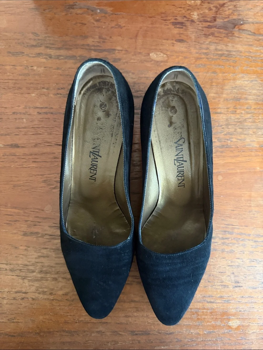 Yves Saint Laurent Black Suede Mid Block Heel loafer